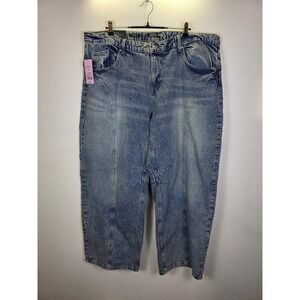 NWT Wild Fable Mid-Rise Barrel Jeans Light Wash Rigid Denim Size 20 30" Inseam